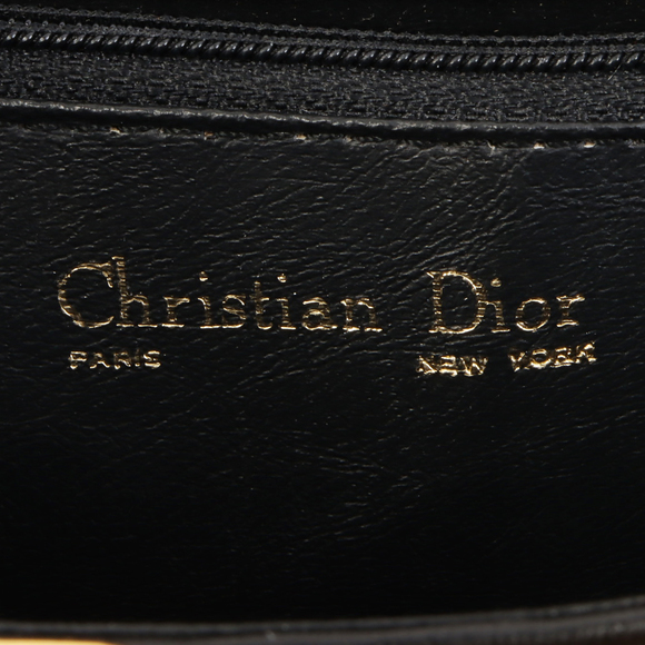 DIOR Logo Plate Metal Clasp Pocket Shoulder Bag Black - Picture 8 of 16